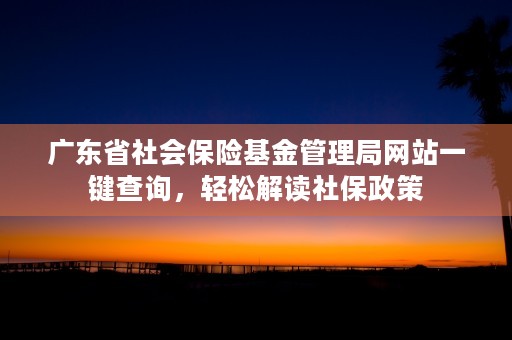 广东省社会保险基金管理局网站一键查询，轻松解读社保政策